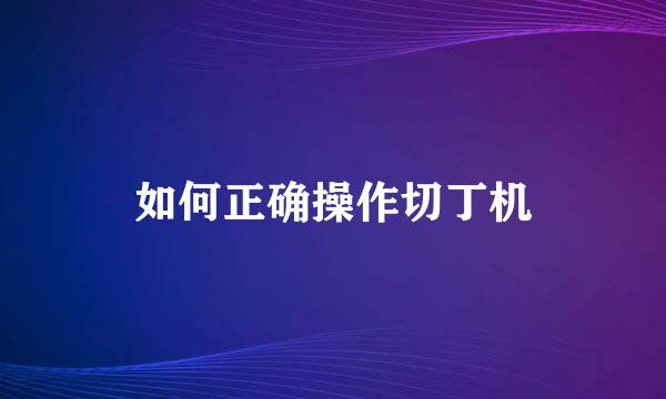 如何正确操作切丁机