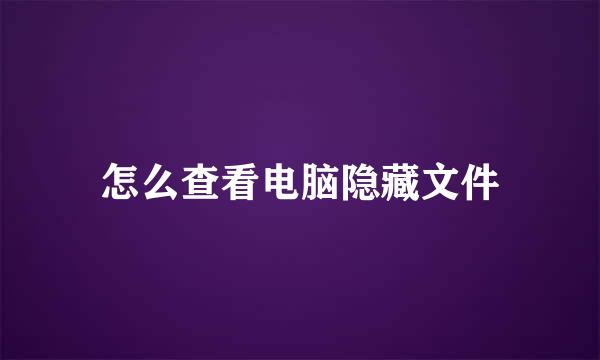 怎么查看电脑隐藏文件
