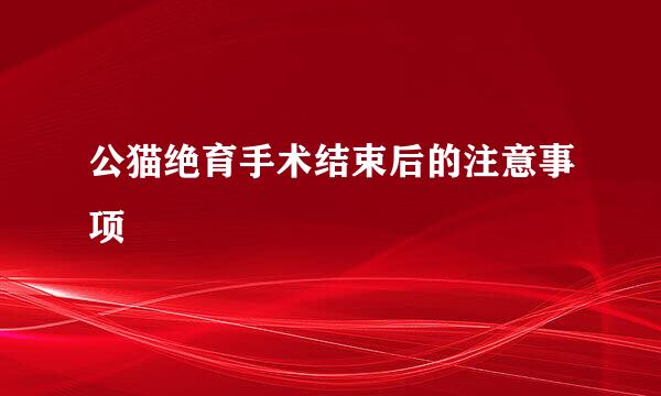 公猫绝育手术结束后的注意事项