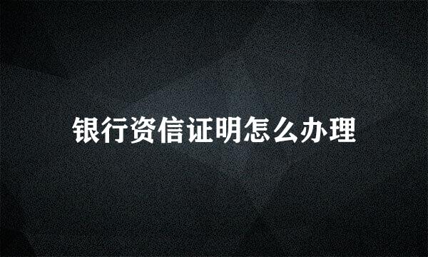 银行资信证明怎么办理