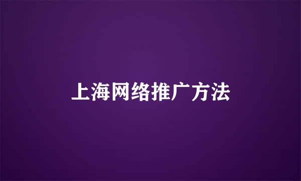 上海网络推广方法
