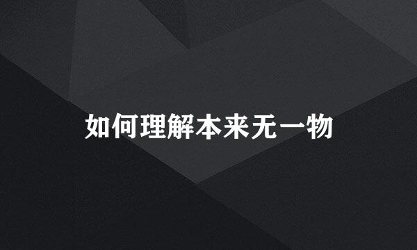如何理解本来无一物