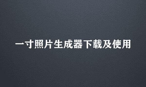 一寸照片生成器下载及使用