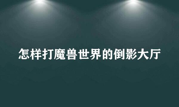 怎样打魔兽世界的倒影大厅