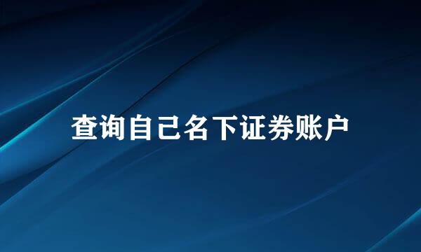 查询自己名下证券账户
