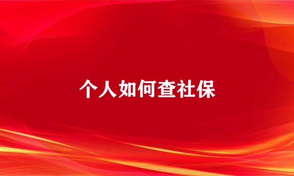个人如何查社保