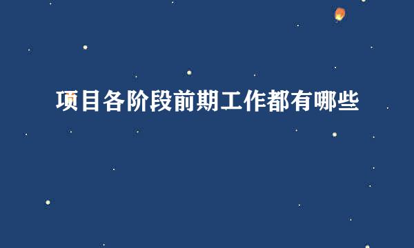 项目各阶段前期工作都有哪些
