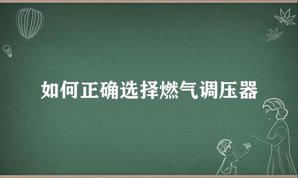 如何正确选择燃气调压器