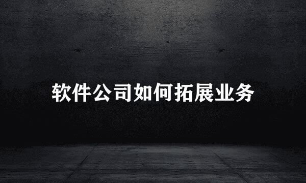 软件公司如何拓展业务
