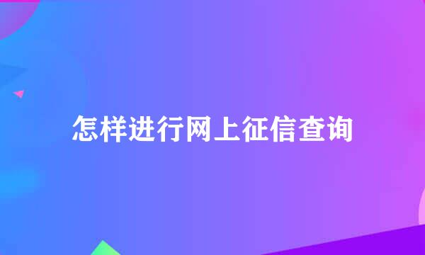 怎样进行网上征信查询