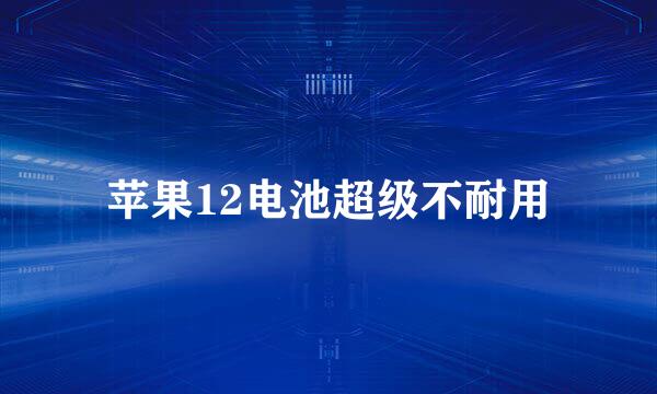 苹果12电池超级不耐用