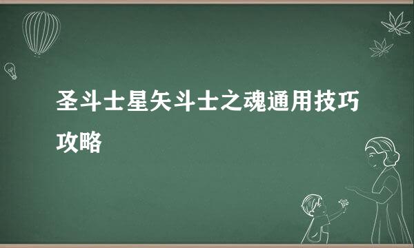 圣斗士星矢斗士之魂通用技巧攻略