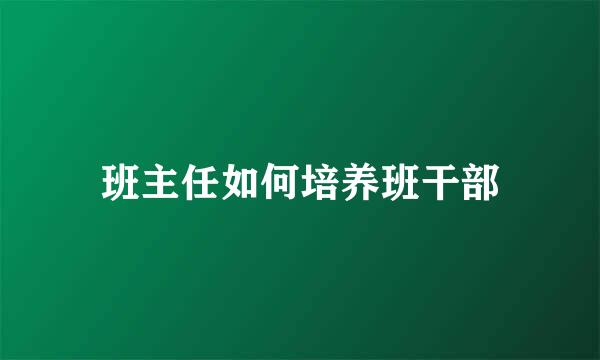 班主任如何培养班干部