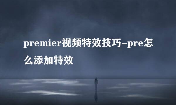premier视频特效技巧-pre怎么添加特效