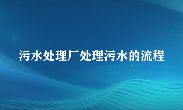 污水处理厂处理污水的流程