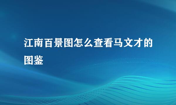 江南百景图怎么查看马文才的图鉴