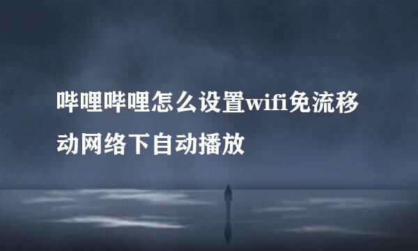 哔哩哔哩怎么设置wifi免流移动网络下自动播放