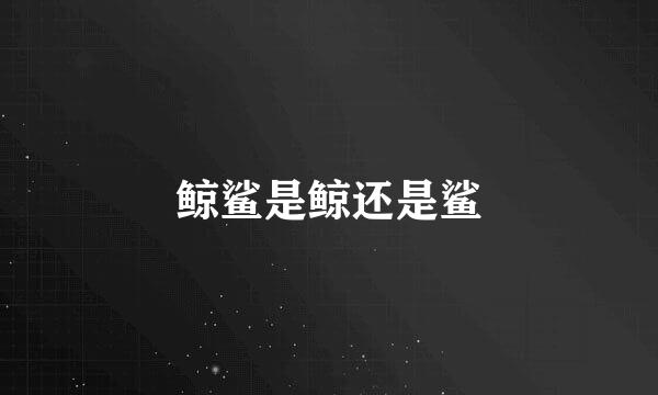 鲸鲨是鲸还是鲨