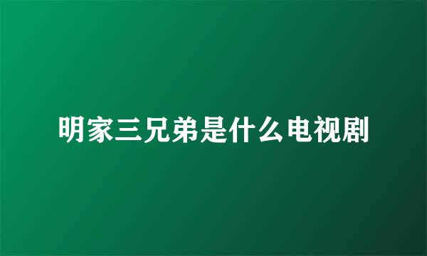 明家三兄弟是什么电视剧