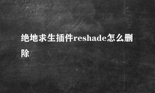 绝地求生插件reshade怎么删除