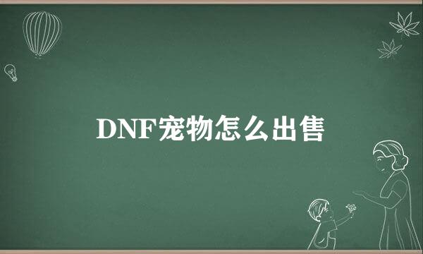 DNF宠物怎么出售