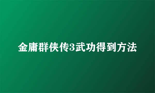 金庸群侠传3武功得到方法