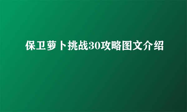 保卫萝卜挑战30攻略图文介绍