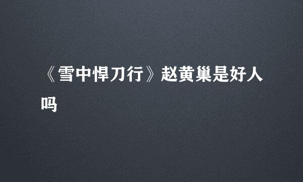 《雪中悍刀行》赵黄巢是好人吗