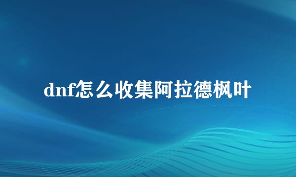 dnf怎么收集阿拉德枫叶