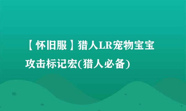 【怀旧服】猎人LR宠物宝宝攻击标记宏(猎人必备)