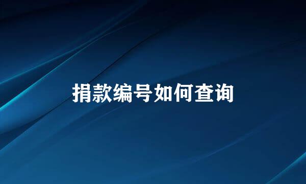 捐款编号如何查询