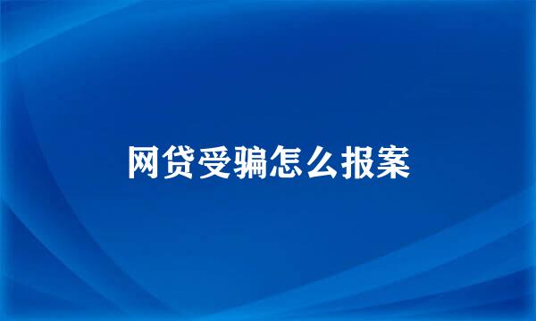网贷受骗怎么报案