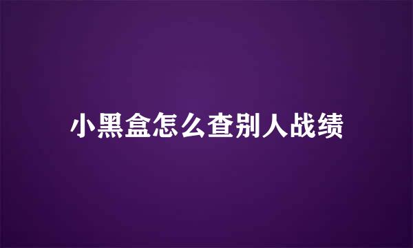 小黑盒怎么查别人战绩
