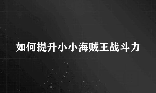 如何提升小小海贼王战斗力