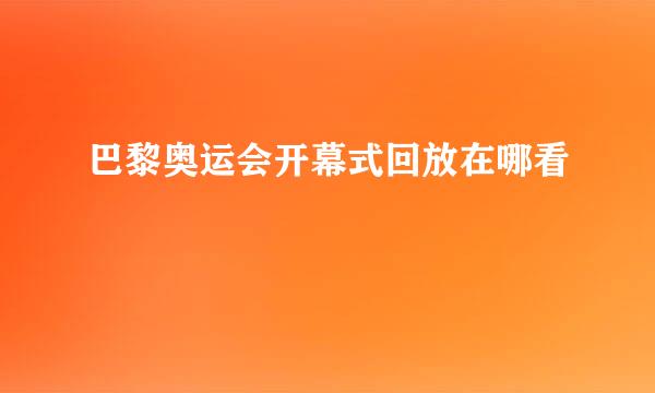 巴黎奥运会开幕式回放在哪看