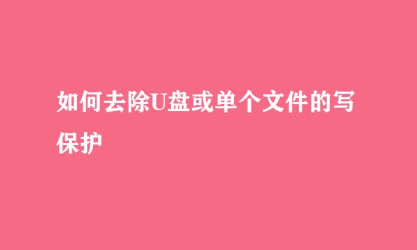 如何去除U盘或单个文件的写保护