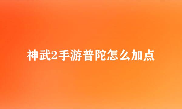神武2手游普陀怎么加点