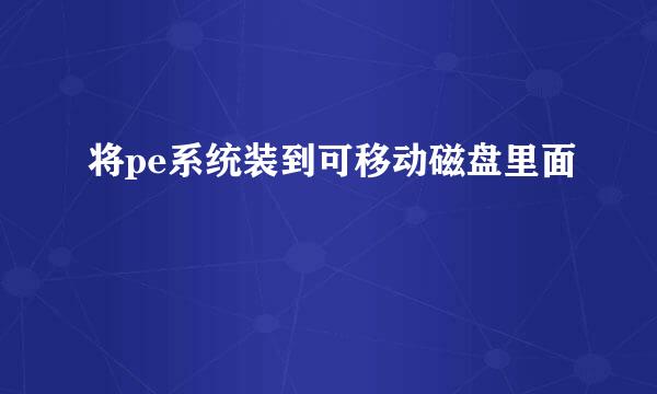 将pe系统装到可移动磁盘里面