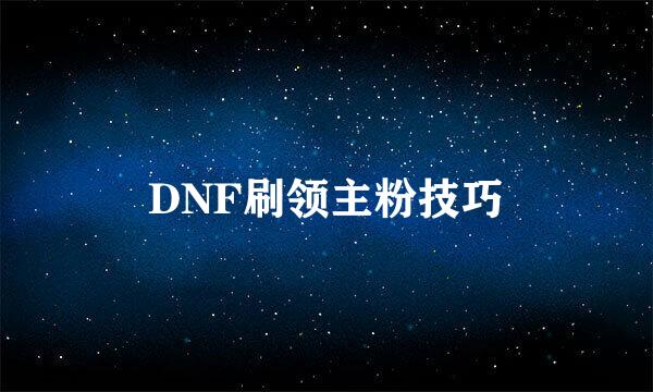 DNF刷领主粉技巧