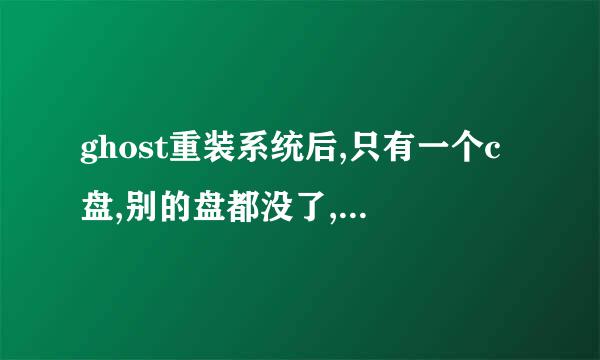 ghost重装系统后,只有一个c盘,别的盘都没了,数据怎么恢复啊