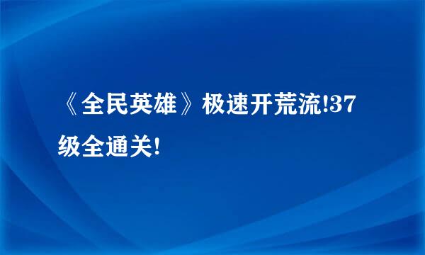 《全民英雄》极速开荒流!37级全通关!