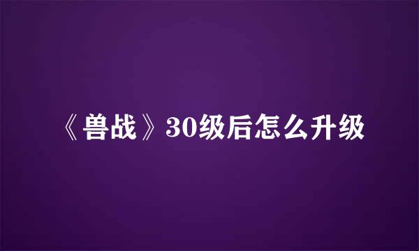 《兽战》30级后怎么升级