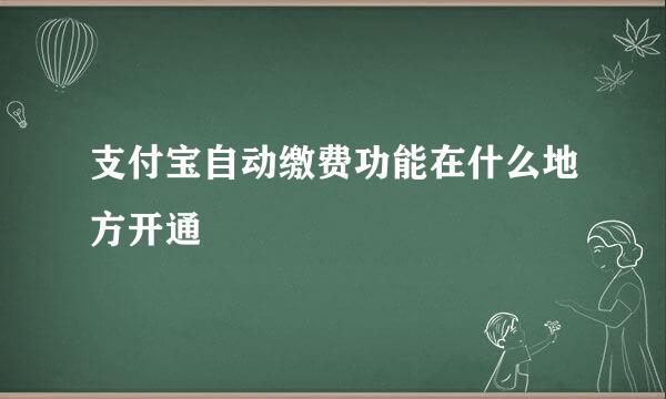 支付宝自动缴费功能在什么地方开通