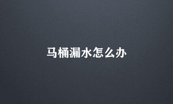 马桶漏水怎么办