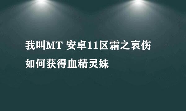 我叫MT 安卓11区霜之哀伤 如何获得血精灵妹