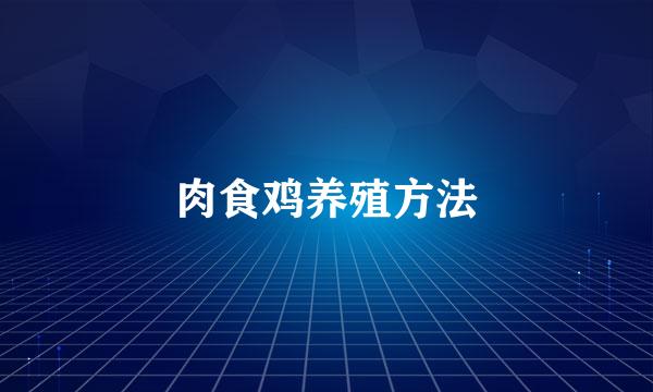 肉食鸡养殖方法