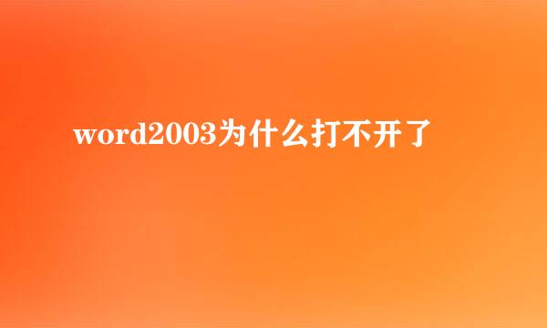 word2003为什么打不开了