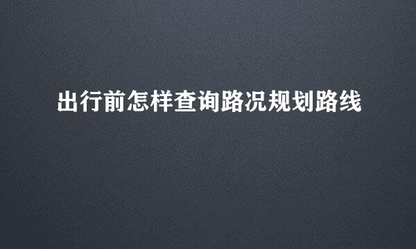 出行前怎样查询路况规划路线