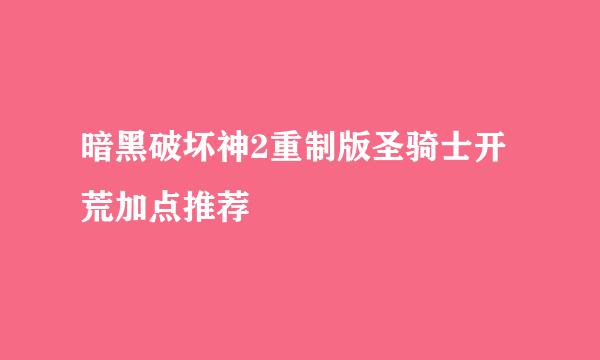 暗黑破坏神2重制版圣骑士开荒加点推荐