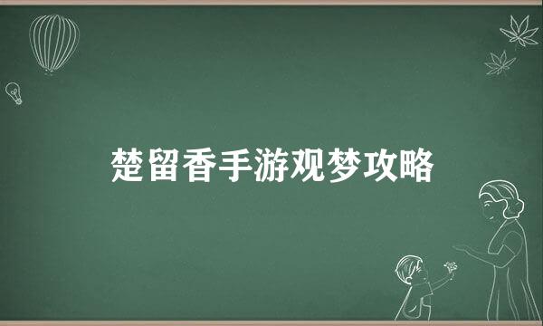 楚留香手游观梦攻略
